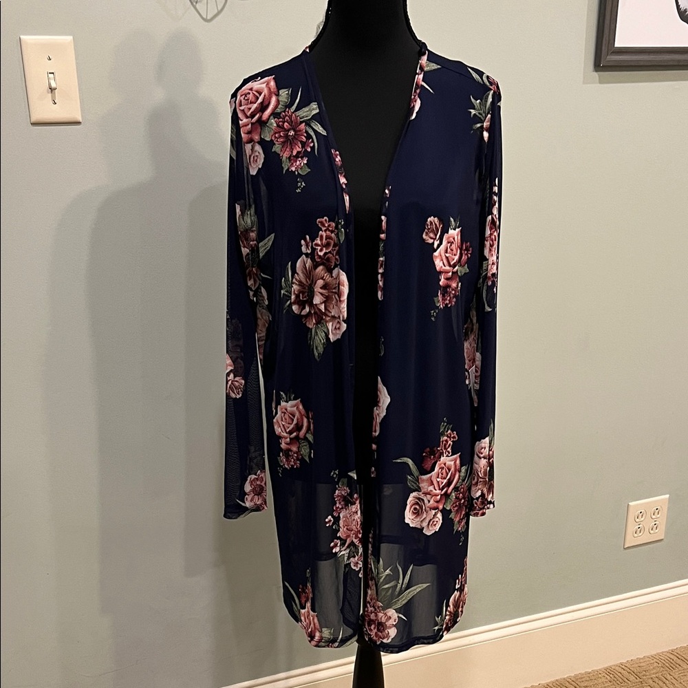 Alice Blue Floral Cardigan with Navy and Pink
